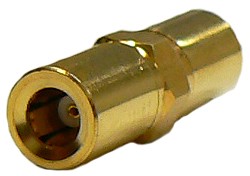 SMB Plug to SMB Plug, male body/female pin, straight intra-series adaptor, 50 Ohms – gold plated